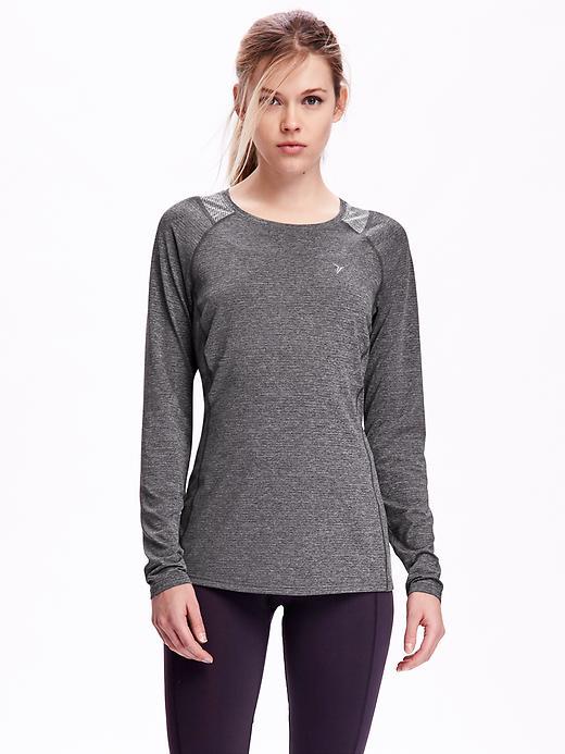 Old Navy Go Dry Mesh Yoke Run Shirt For Women - Coal Smoke