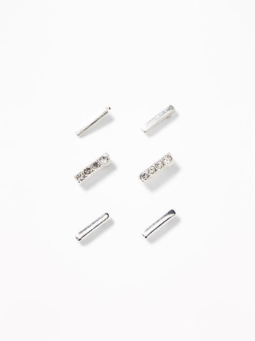 Old Navy  Bar-stud Earrings 3-pack For Women Silver Size One Size