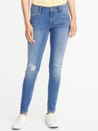 Old Navy Womens Mid-rise Distressed Rockstar Super Skinny Jeans For Women Light Wash Size 0