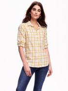 Old Navy Classic Fit Flannel Shirt - Yellow/green
