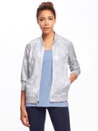 Old Navy Go Dry Cool Bomber Jacket For Women - White/palm