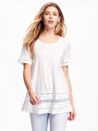 Old Navy Relaxed Crochet Lace Trim Tee For Women - White