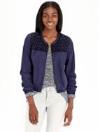 Old Navy Womens Jacquard Patterned Bomber Jackets - Blue Jacquard