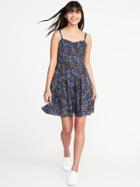 Old Navy Womens Fit & Flare Printed Cami Dress For Women Navy Floral Size Xxl