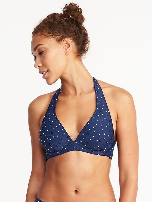 Old Navy Womens Underwire Halter Swim Top For Women Navy Dots Size S