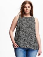 Old Navy Sleeveless Floral Trapeze Top For Women - White/black