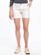 Old Navy Mid Rise Everyday Khaki Shorts For Women 5 - Bright White