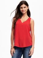 Old Navy V Neck Cutout Tank For Women - Red Buttons