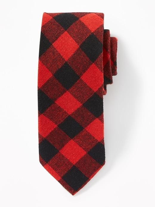Old Navy Mens Printed Jacquard Tie For Men Red Buffalo Plaid Size One Size