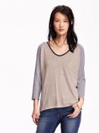 Old Navy Womens 3/4 Sleeved Color Block Sweaters Size L Tall - Navy Blue Combo