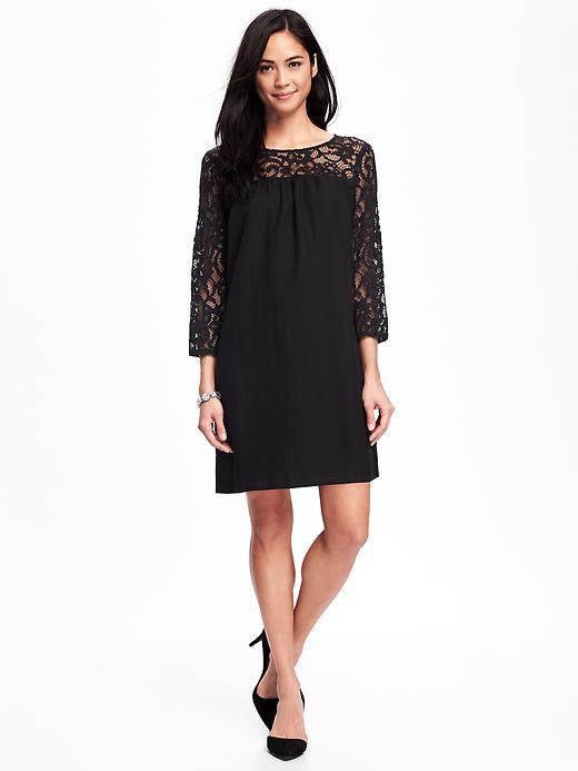 Old Navy Lace Trim Shift Dress For Women - Black