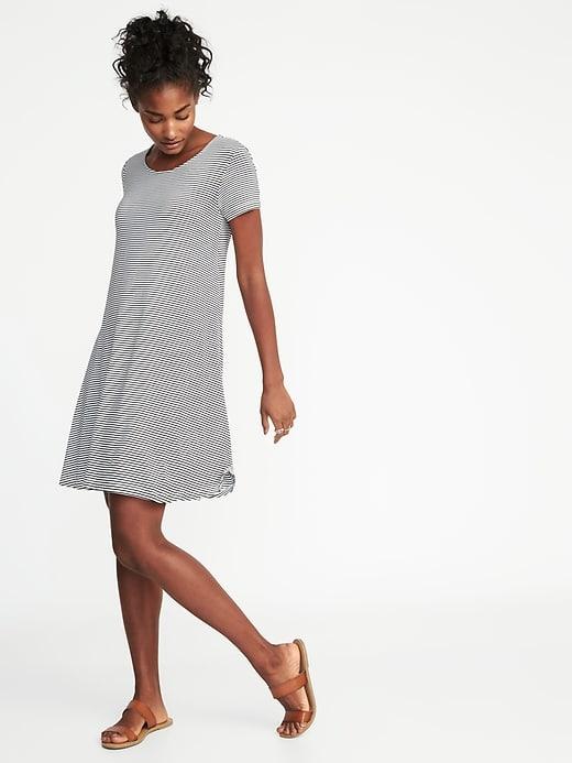 Old Navy Womens Jersey-knit Swing Dress For Women O.n. New Black Stripe Size M