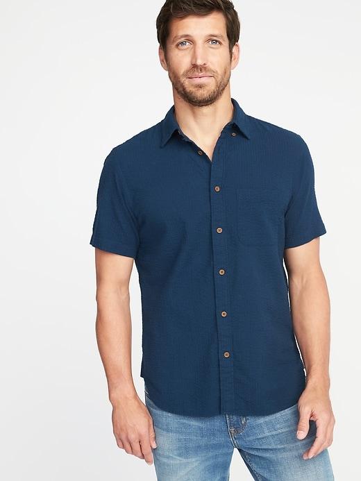 Old Navy Mens Slim-fit Classic Seersucker Shirt For Men In The Navy Size S