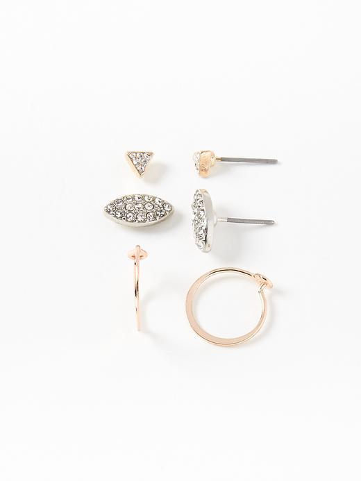 Old Navy Hoop Stud Earring 3 Pack For Women - Rose Gold