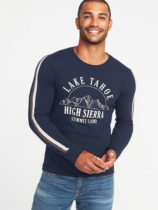 Old Navy Mens Lake Tahoe Sleeve-stripe Tee For Men In The Navy Size S