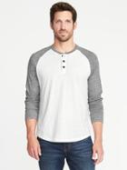 Old Navy Mens Soft-washed Raglan-sleeve Henley For Men On White Heather Size Xxl