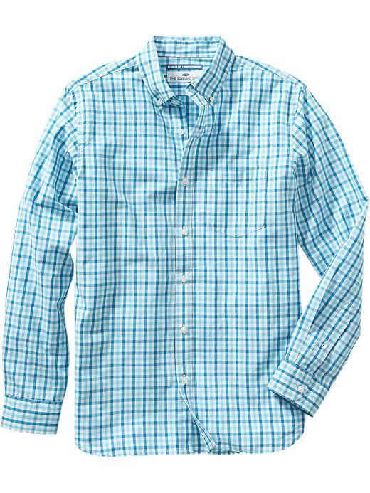 Old Navy Mens Classic Regular Fit Shirts Size Xxl Big - Teal Check