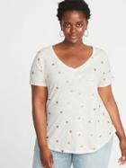 Old Navy Womens Everywear Foil Polka-dot Plus-size V-neck Tee Cream Polka Dot Size 1x
