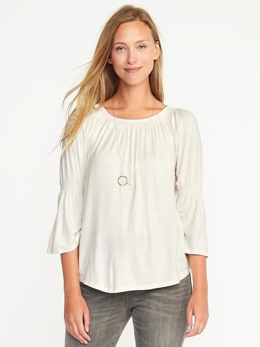Old Navy Bell Sleeve Slub Knit Swing Top For Women - Creme De La Creme