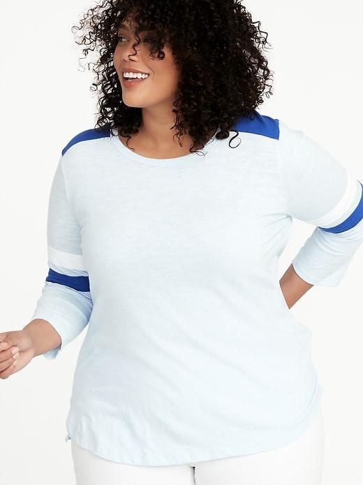 Everywear Plus-size Sleeve-stripe Football Tee