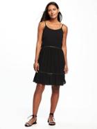 Old Navy Crochet Trim Swing Dress For Women - Black