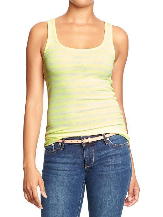 Old Navy Womens Perfect Pop Color Tanks - Acidic Yellow Stripe