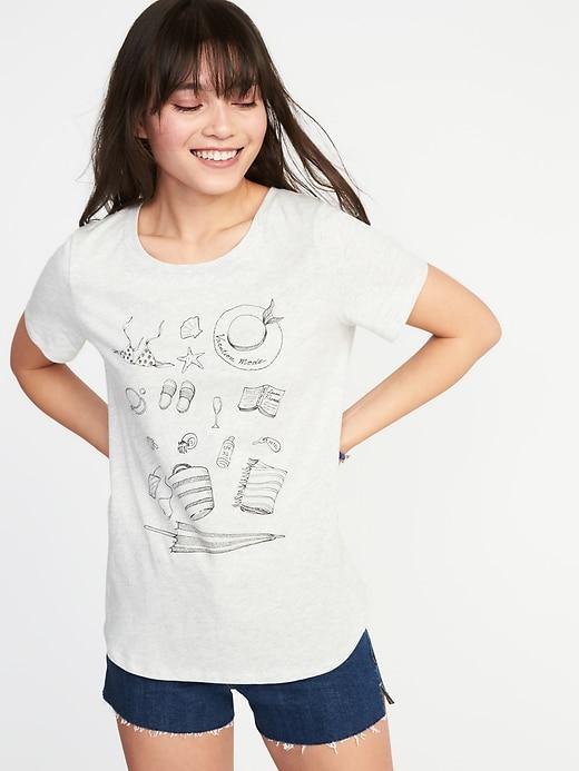 Old Navy Womens Everywear Graphic Crew-neck Tee For Women Vacation Mode Size L