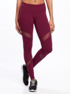 Old Navy Womens Mid-rise Mesh-panel Compression Leggings For Women Winter Wine Size M