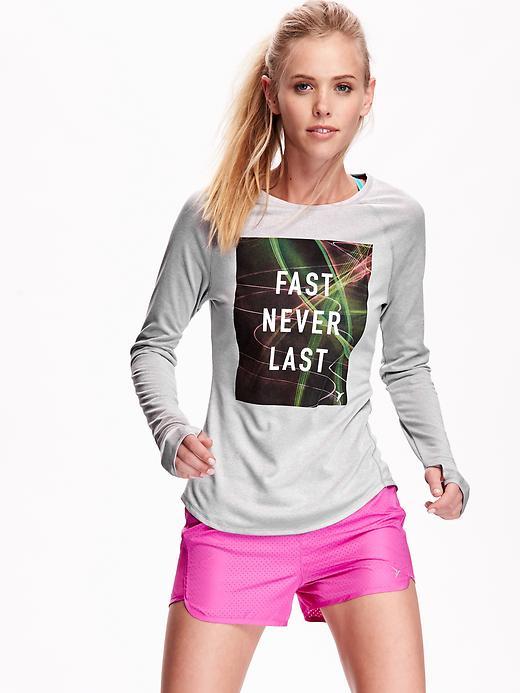 Old Navy Go Dry Long Sleeve Graphic Tee Size L - Light Heather Gray