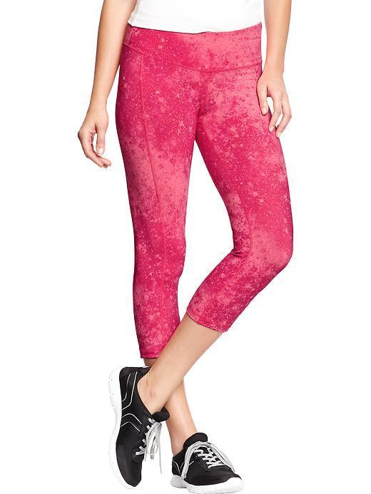 Old Navy Womens Active Printed Compression Capris 20&quot; - Hot To It Neon