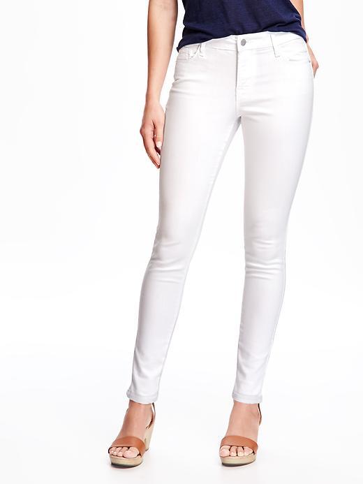 Old Navy Mid Rise Stay White Rockstar Super Skinny Jeans For Women - Bright White