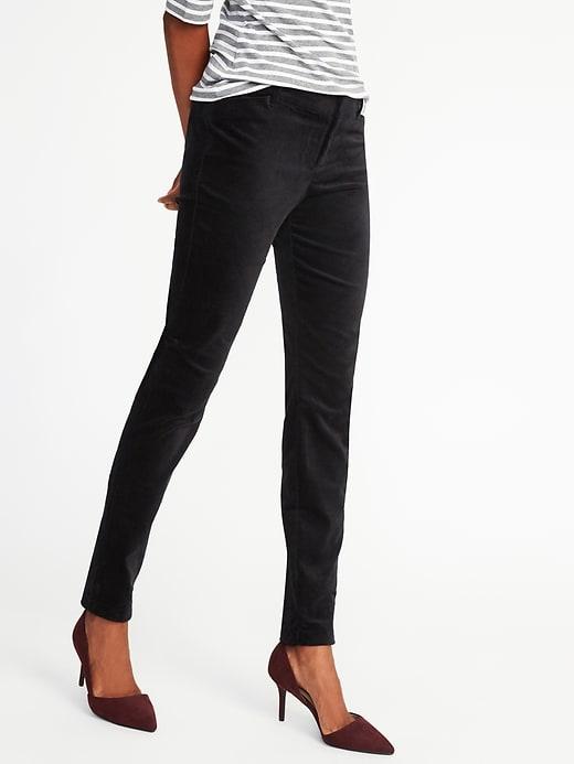 Old Navy Womens Mid-rise Pixie Full-length Velvet Pants For Women Black Size 20