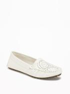 Old Navy Perforated Faux Leather Moccasins For Women - Bone