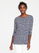 Old Navy Relaxed Mariner Stripe Tee For Women - Navy Stripe