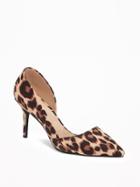Old Navy Sueded Dorsay Pumps For Women - Big Leopard