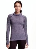 Old Navy Go Dry Long Sleeve Funnel Neck Pullover For Women - Purple Heather