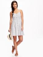Old Navy Fit & Flare Button Down Tank Dress For Women - White Stripe