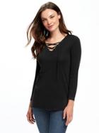 Old Navy Lace Up Swing Top For Women - Black