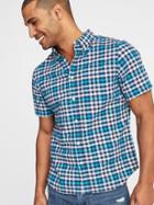 Old Navy Mens Slim-fit Built-in Flex Oxford Shirt For Men Blue Plaid Size Xxxl