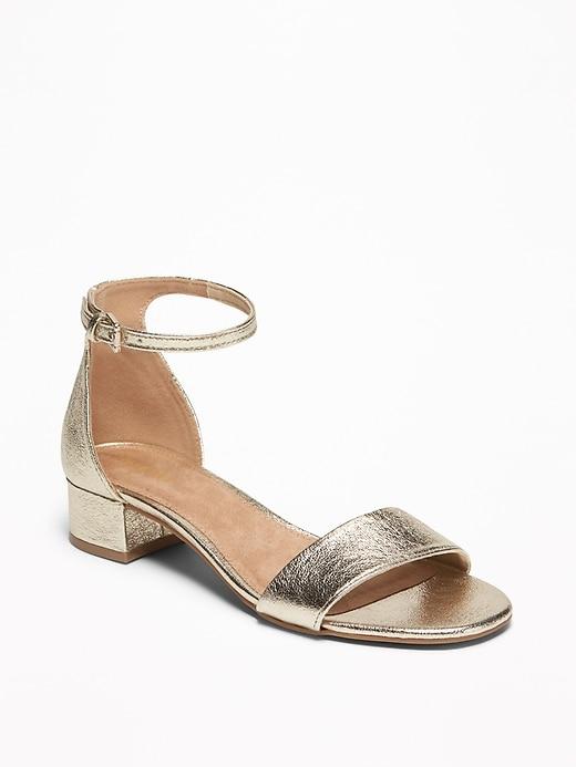 Faux-patent Low-heel Sandals For Women