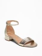 Faux-patent Low-heel Sandals For Women