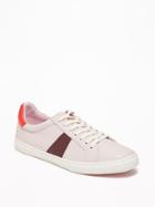 Old Navy Womens Faux-leather Classic Sneakers For Women Pink Combo Size 6