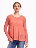 Old Navy Swing Shadowstripe Top For Women - Tangy Grapefruit Poly