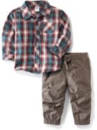 Old Navy Plaid Shirt And Jogger Set - Small Green Plaid