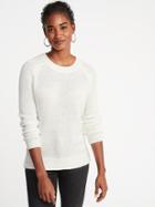 Old Navy Womens Textured Crew-neck Sweater For Women Creme Size Xl