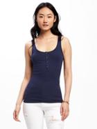 Old Navy First Layer Fitted Henley Tank For Women - Lost At Sea Navy
