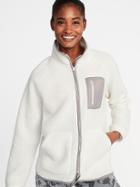 Old Navy Womens Sherpa Zip Jacket For Women Cream/light Gray Size M