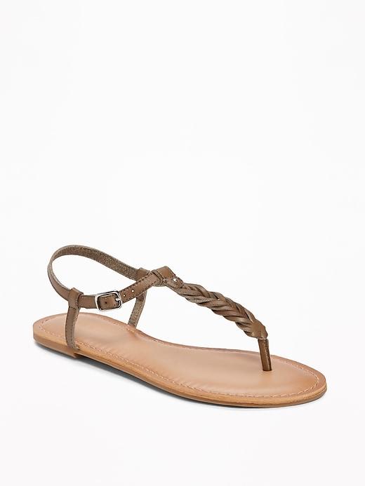 Old Navy Womens Braided T-strap Sandals For Women Olive Size 6