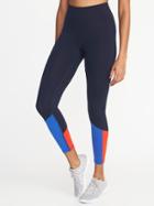 Old Navy Womens High-rise 7/8-length Color-block Compression Leggings For Women Navy/red Size L