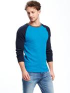 Old Navy Thermal Baseball Tee For Men - Sporty Green